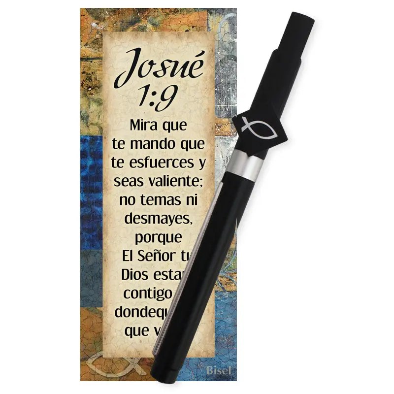 BOLIGRAFO CON SOPORTE PARA CELULAR, JOSUE 1:9 + SEPARADOR