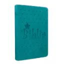 BIBLIA TRADUCCIÓN LENGUAJE ACTUAL MEDIANA LETRA GRANDE IMITACIÓN PIEL VERDE AGUAMARINA ESTRELLAS