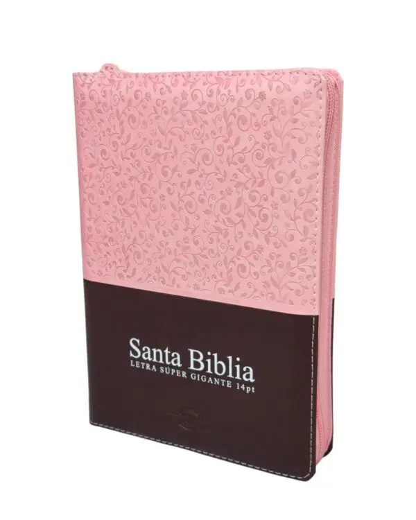 SANTA BIBLIA , LETRA GIGANTE COLOR ROSA Y CAFE