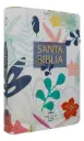 BIBLIA REINA VALERA 1960 LETRA GRANDE TAPA SEMIFLEXIBLE, DISEÑO BLANCO CON FLORES DE COLORES