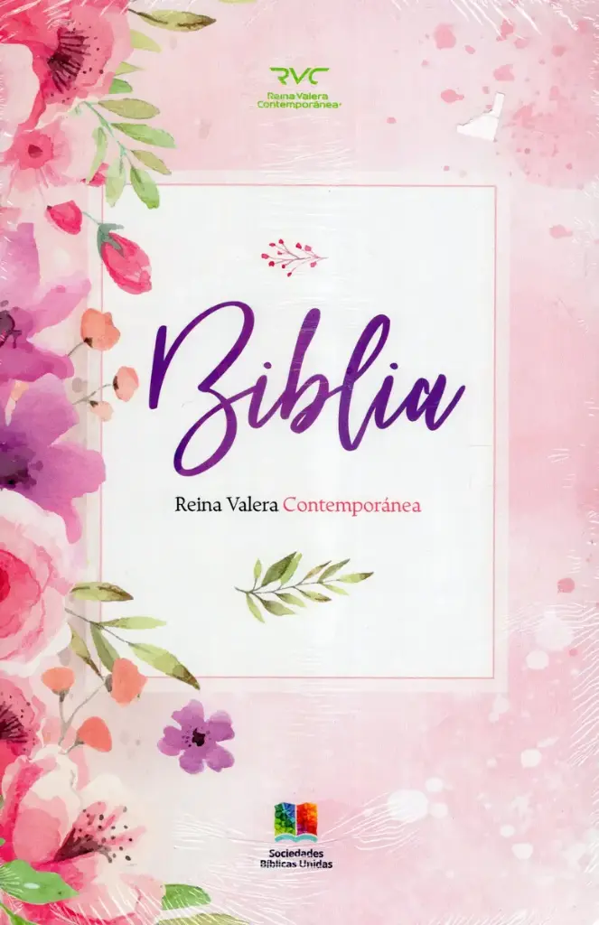 BIBLIA REINA VALERA CONTEMPORANEA ECONOMICA COLOR ROSA CON FLORES 