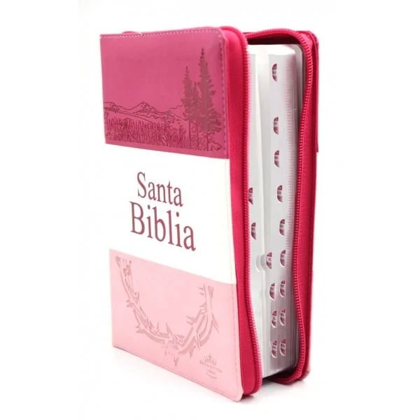 BIBLIA REINA VALERA 1960 LETRA GRANDE TRIOTONE ROSA CON CIERRE E ÍNDICE