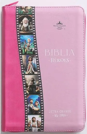 BIBLIA REINA VELERA EDICION HEROES PARA NIÑOS, TAMAÑO MANUAL COLOR ROSA