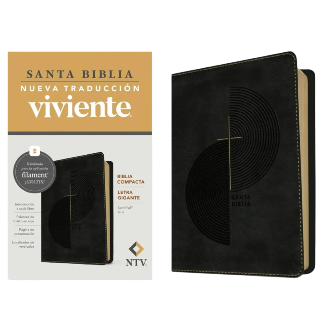 BIBLIA COMPACTA NTV, LETRA GIGANTE, SENTIPIEL COLOR GRIS