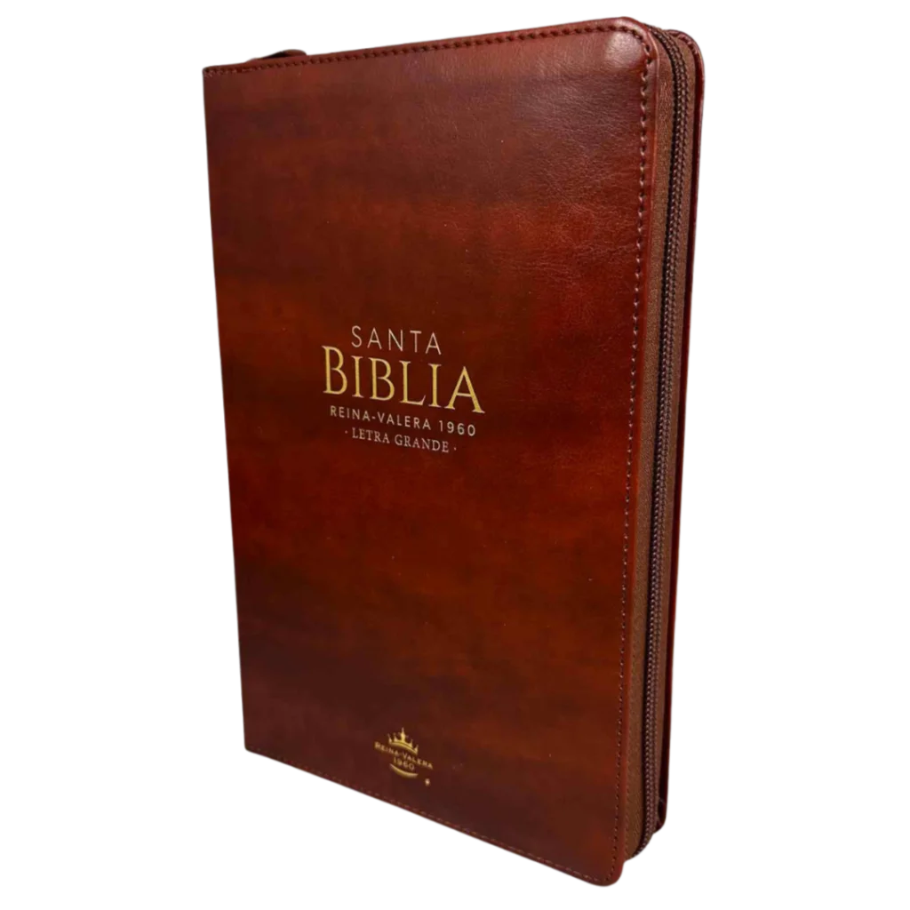 BIBLIA MANUAL CON ZIPER 12 PUNTOS RV1960 IMITACION DE PIEL CAFE CON INDICE