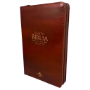 BIBLIA MANUAL CON ZIPER 12 PUNTOS RV1960 IMITACION DE PIEL CAFE CON INDICE
