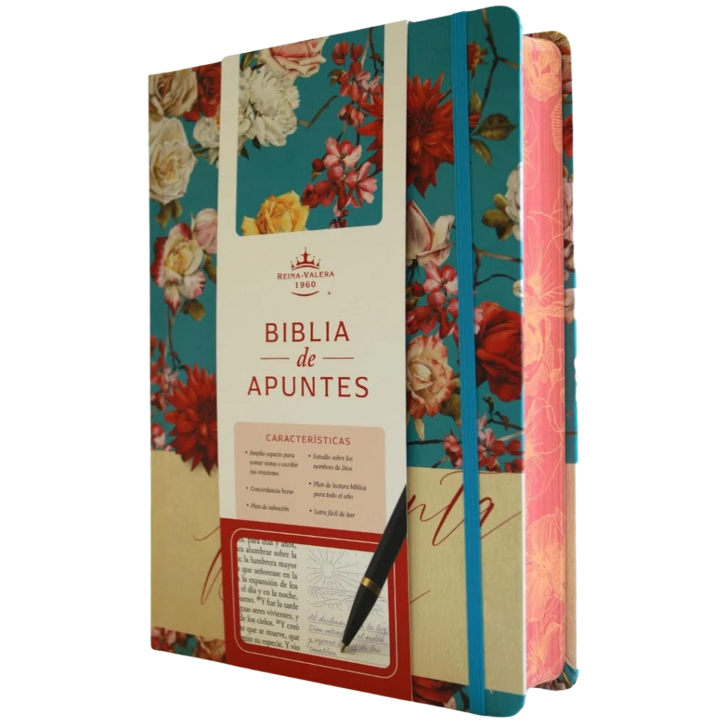 BIBLIA DE APUNTES REINA VALERA AZUL CELESTE CON FLORES, CANTO PINTADO