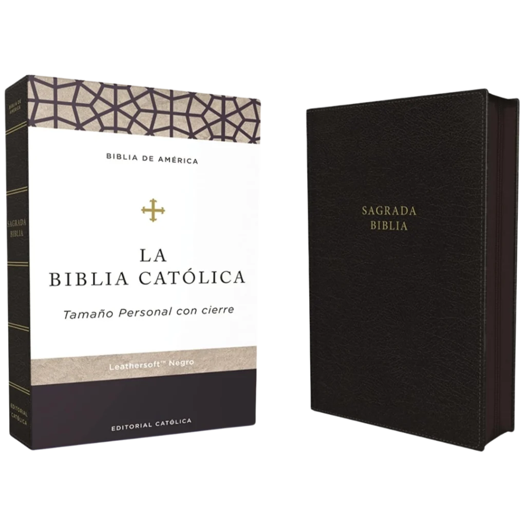 BIBLIA CATÓLICA TAMAÑO PERSONAL, SIMIL PIEL NEGRO CON ZIPER, BIBLIA DE AMERICA