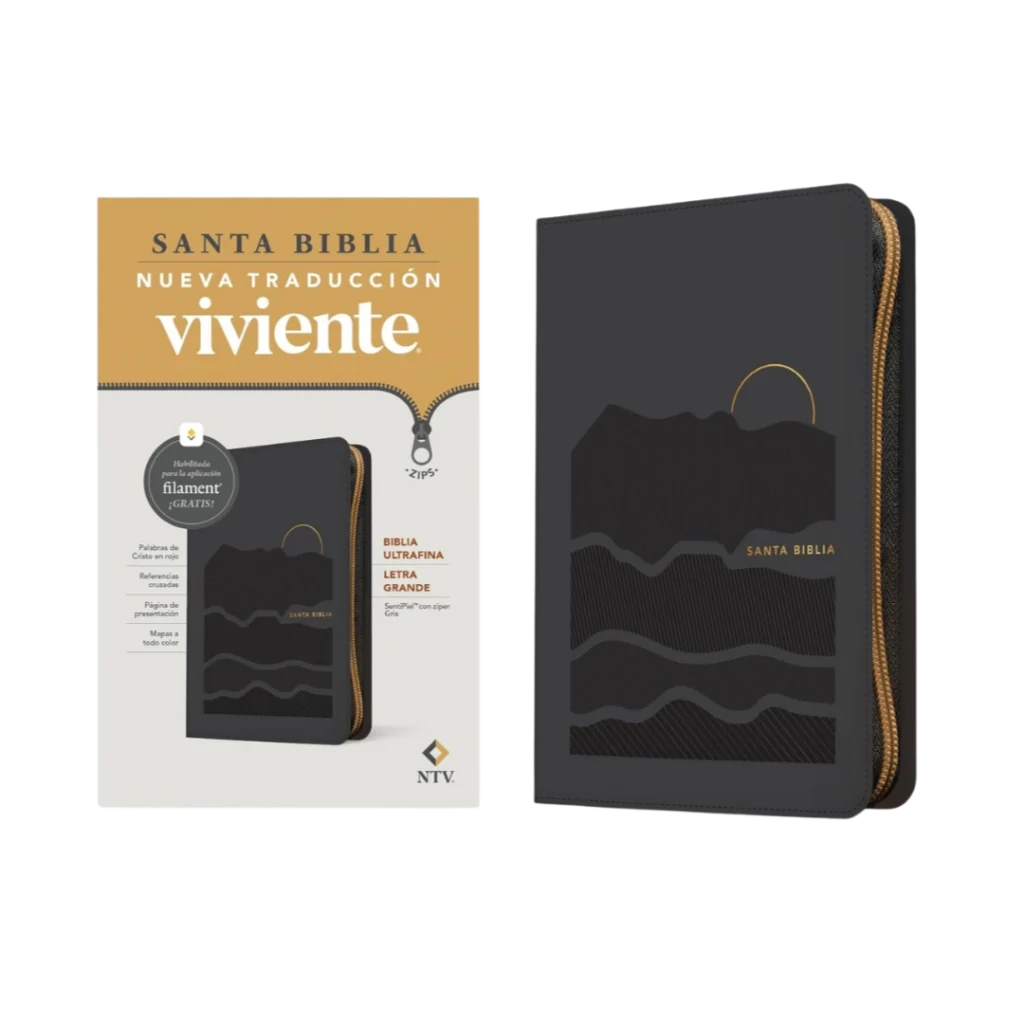 BIBLIA ULTRAFINA NTV, LETRA GRANDE CON ZIPER SENTIPIEL GRIS 