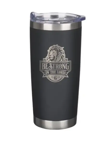 TAZA DE ACERO INOXIDABLE NEGRA, SE FUERTE EN EL SEÑOR EFESIOS 6:10