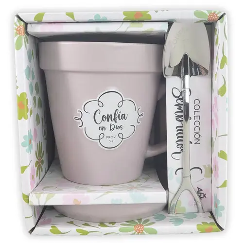 TAZA DE CERAMICA 14ONZ, CONFIA EN DIOS COLECCION SEMBRADOR 