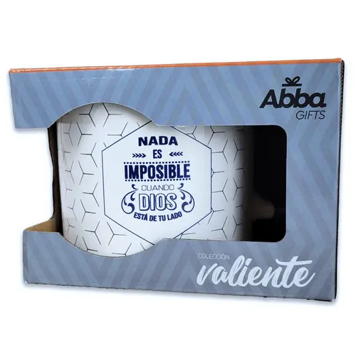 TAZA 18ONZ, NADA ES IMPOSIBLE PARA DIOS COLECCION VALIENTE S7909-4