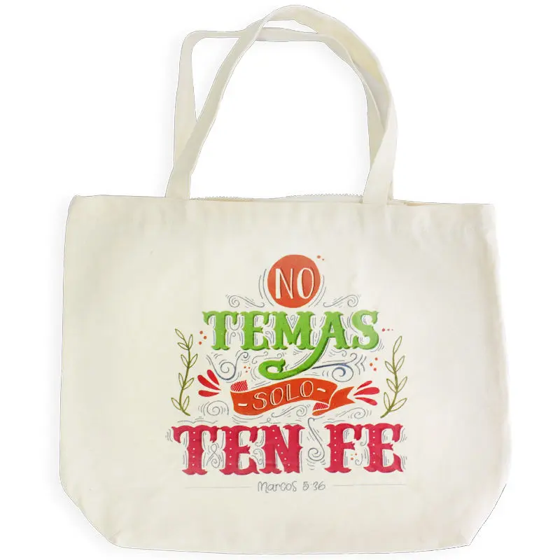 BOLSO DE ALGODON CON ZIPPER, NO TEMAS SOLO TEN FE