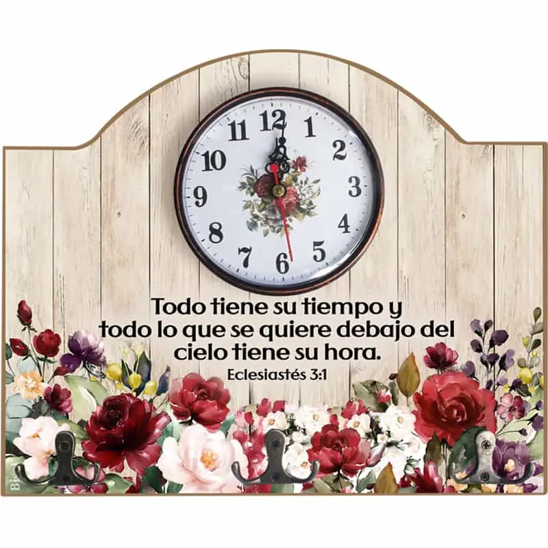 PORTA LLAVES DE MADERA DISEÑO: ROSAS TEXTO ECLESIASTES 3:1 TODO TIENE SU TIEMPO