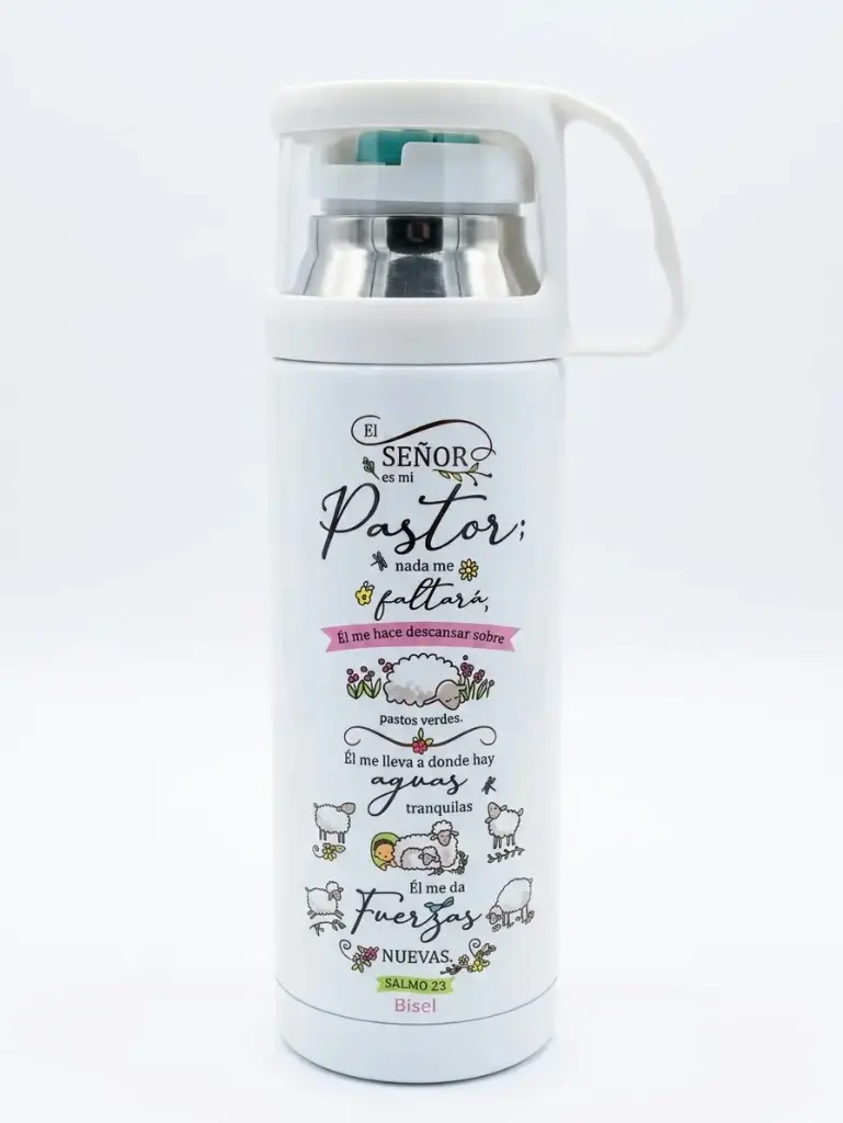 TERMO COLOR BLANCO TEXTO: SALMO 23