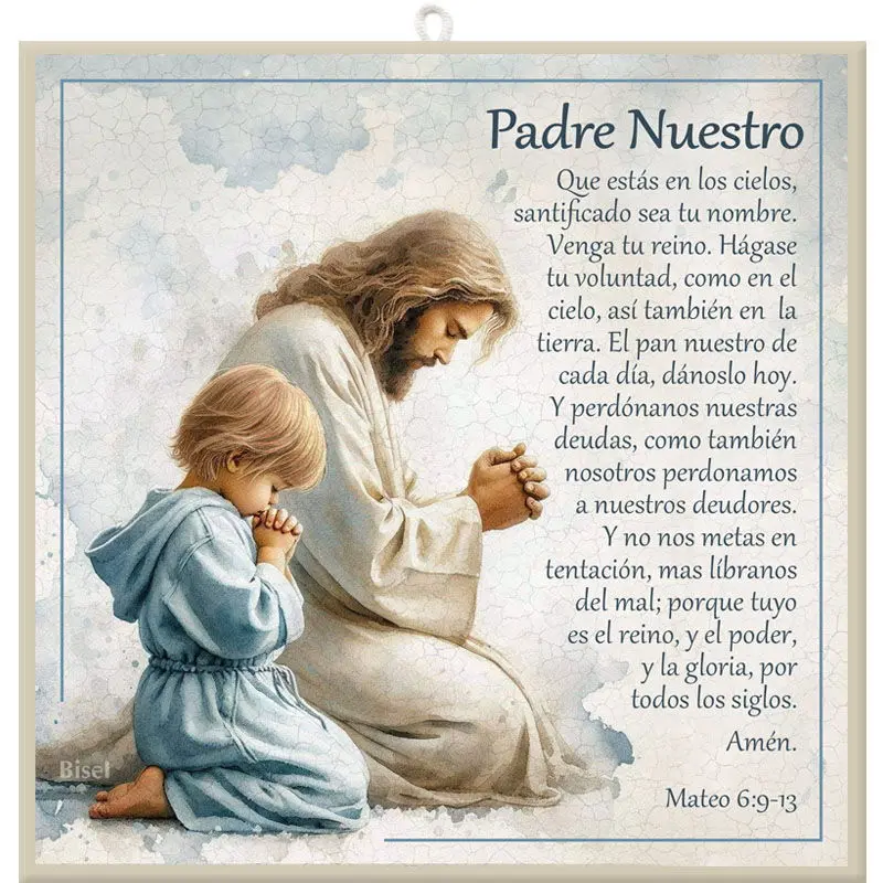 PLAQUETA COLGANTE MATEO 6:9-13 PADRE NUESTRO, NIÑO