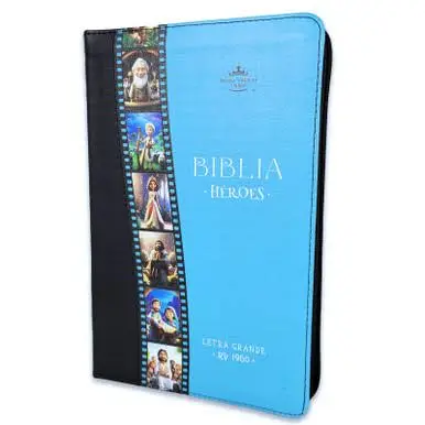 BIBLIA REINA VELERA EDICION HEROES PARA NIÑOS, TAMAÑO MANUAL COLOR AZUL Y NEGRO