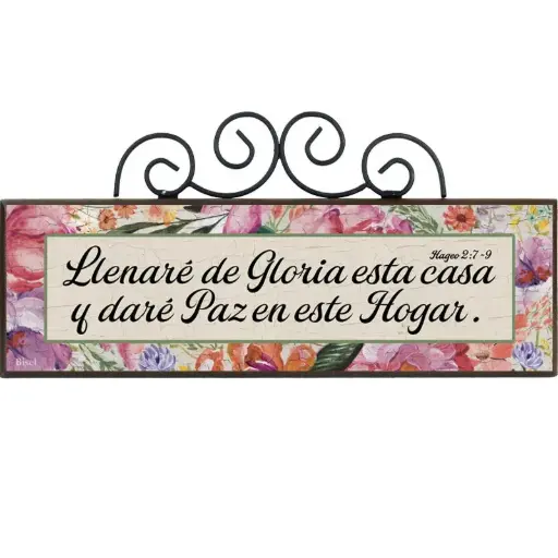 [DECOR-1185I] PLAQUETA CON FORJA TEXTO: HAGEO: 2:7-9 LLENARE DE GLORIA 