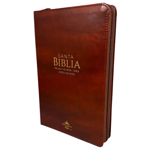 BIBLIA MANUAL CON ZIPER 12 PUNTOS RV1960 IMITACION DE PIEL CAFE CON INDICE