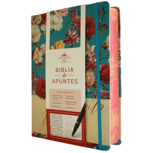 BIBLIA DE APUNTES REINA VALERA AZUL CELESTE CON FLORES, CANTO PINTADO