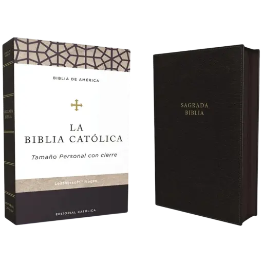 BIBLIA CATÓLICA TAMAÑO PERSONAL, SIMIL PIEL NEGRO CON ZIPER, BIBLIA DE AMERICA