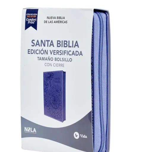 BIBLIA NBLA TAMAÑO BOLSILLO, SIMIL PIEL MORADO CON ZIPER