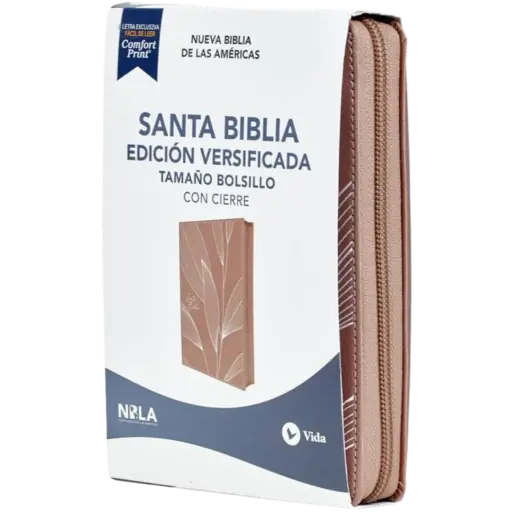 BIBLIA NBLA EDICIÓN VERSIFICADA TAMAÑO BOLSILLO, SIMIL PIEL ORO Y ROSA CON ZIPER