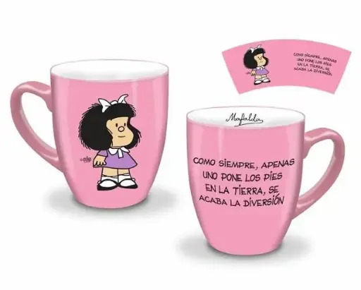 TAZA, COLECCIÓN MAFALDA,DE COLOR CON FRASE COMO SIEMPRE...