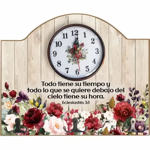 [WOOD-BS23008A] PORTA LLAVES DE MADERA DISEÑO: ROSAS TEXTO ECLESIASTES 3:1 TODO TIENE SU TIEMPO