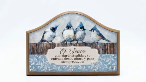 [DECOR-2034L] PORTA LLAVES TEXTO:SALMO103:4 EL SEÑOR ME CORONA DE FAVORES Y MISERICORDIAS (GORRIONES)