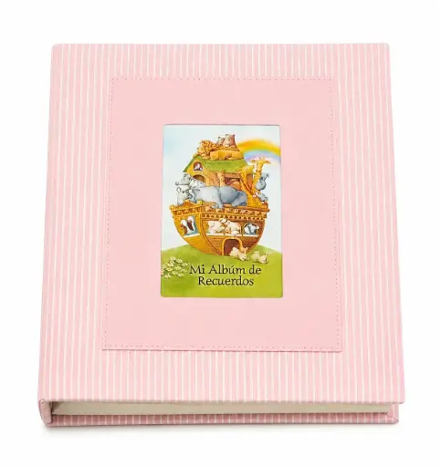 [PION5-1034] ALBUM PARA NIÑA COLOR ROSADO CON LINEAS BLANCAS Y ROSADAS CON MARCO LISO