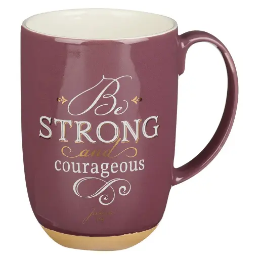 [CHRIS-2041] TAZA DE CERAMICA ROSA BE STRONG AN COURAGEOS JOSUE 1:9