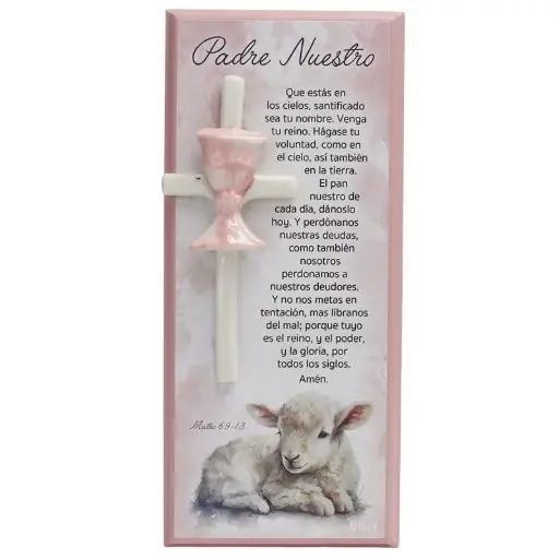 [DECOR-1274] PLAQUETA PARA NIÑA TEXTO: MATEO 6:9-13 PADRE NUESTRO