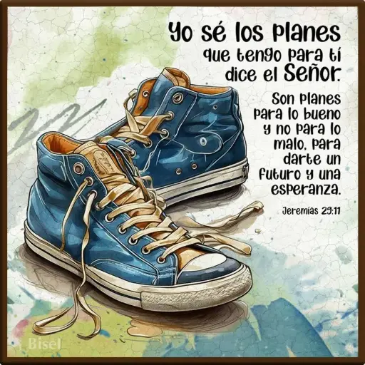 [DECOR-1209B] PLAQUETA DISEÑO TENIS, TEXTO:JEREMIAS 29:11